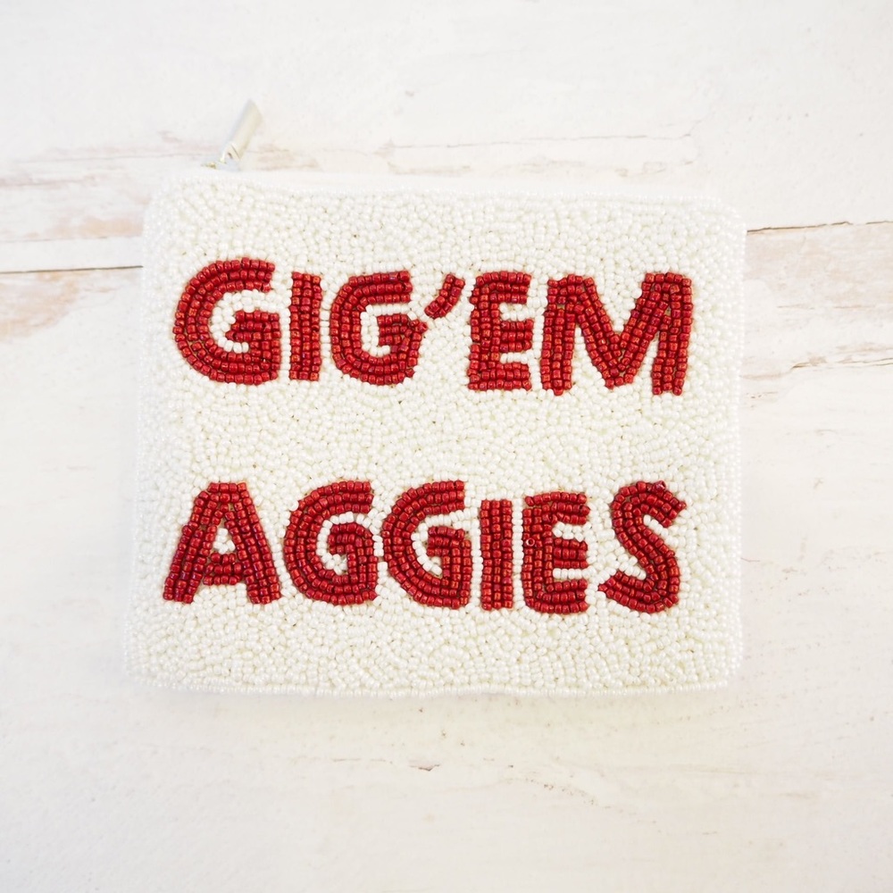 Beaded Texas Aggies Zip Wallet Collegiate Game Day